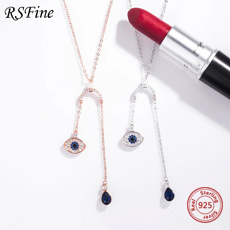 

925 Sterling Silver Devil eye Necklace tassel female clavicle chain wholesale Fine fashion jewelry For mother women