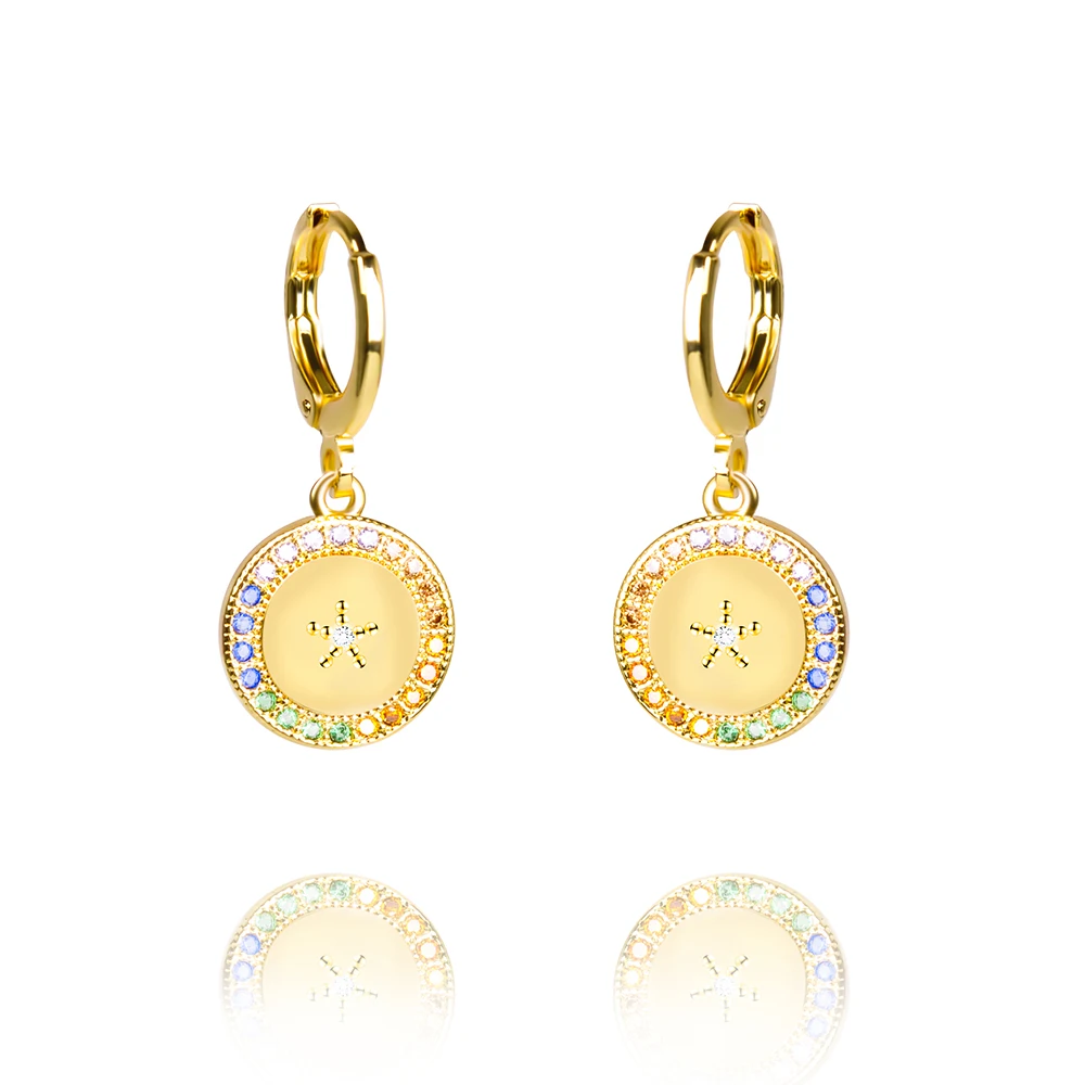Fashion rainbow zircon earrings for women dropping cz crystal heart hand cross pendant jewelry new year gifts | Украшения и