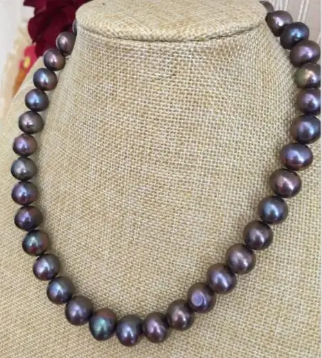 Offerte 11-12mm Freshwater Round Black Red Green Pearl Necklace 18inch 925silver