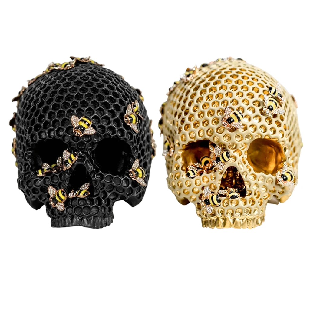 

Resin Modern Honeycomb Skull Sculpture Creative Figurine Home Bar Display Halloween Statues Ornaments