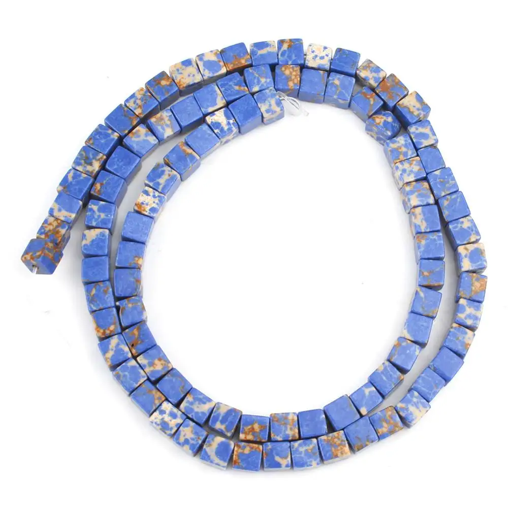 Blue Sediment 5*5 мм Квадратные бусины из натурального материала розовый кристаллический кварц Агаты морской осадок бусины для самостоятельного изготовления ювелирных изделий браслет серьги аксессуары - Цвет: Blue Sediment