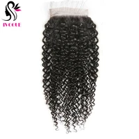 jerry curly fake scalp top closure 55 silk base human hair lace closure indian remy hair extension with baby hair natural black