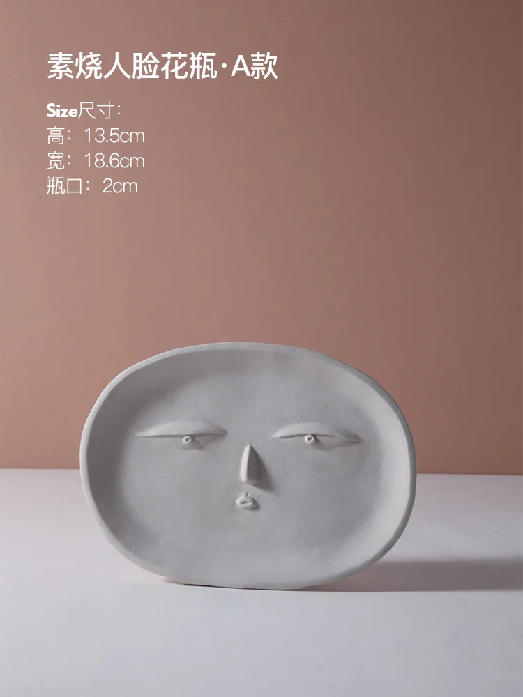 

Nordic Creative Abstract Character Ceramic Vase Simple Biscuits Face Flower Pot Green Plant Potted Gardening Decoration Supplies