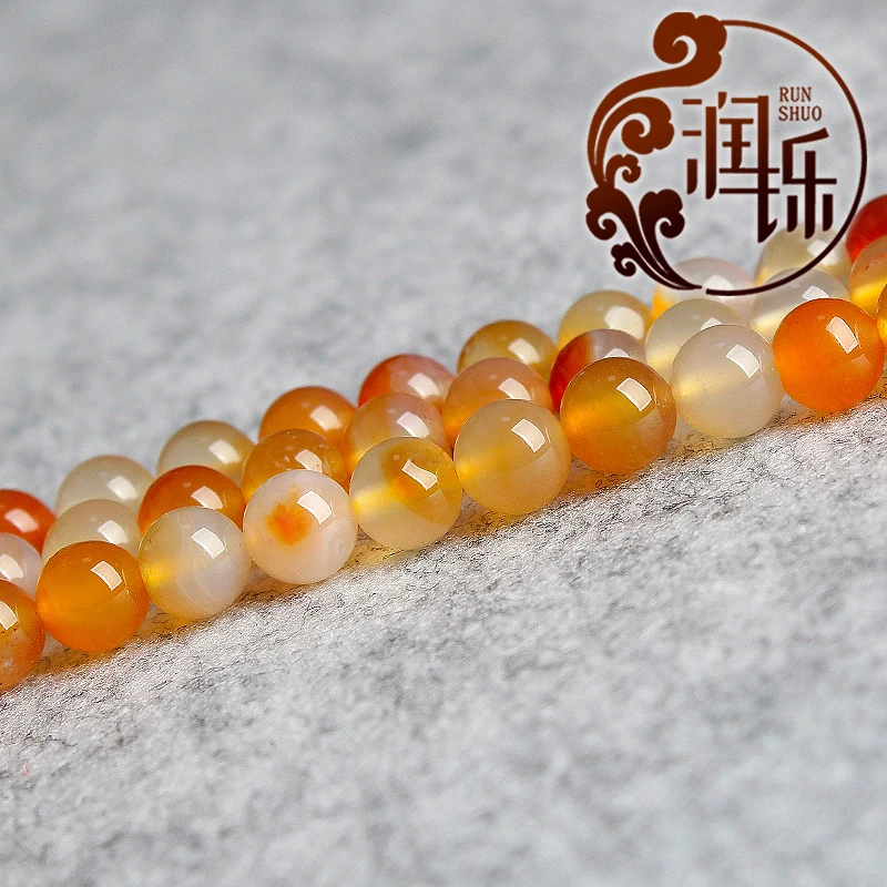 Гладкая оранжево-красный агат оникс натуральный камень круглые бусины DIY для