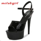 Женские босоножки Mclubgirl, на очень высоком каблуке 15 см, черные, водонепроницаемые, 2020