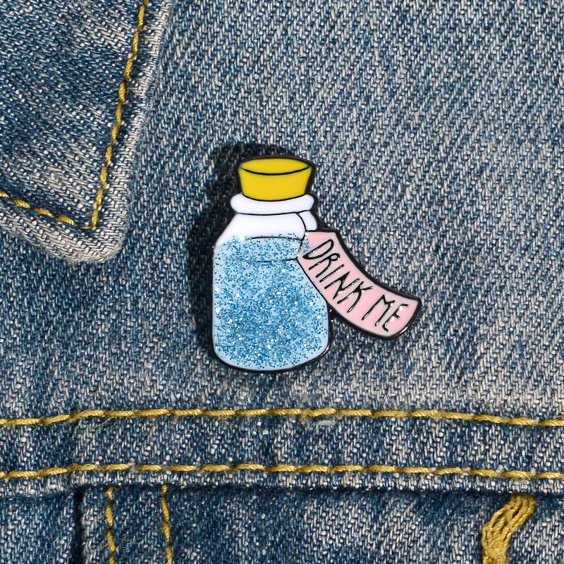 

Cute Cartoon Flash Drift Bottle Collar Brooch Enamel Pin Metal Broches for Women Badge Pines Metalicos Brosche Accessories