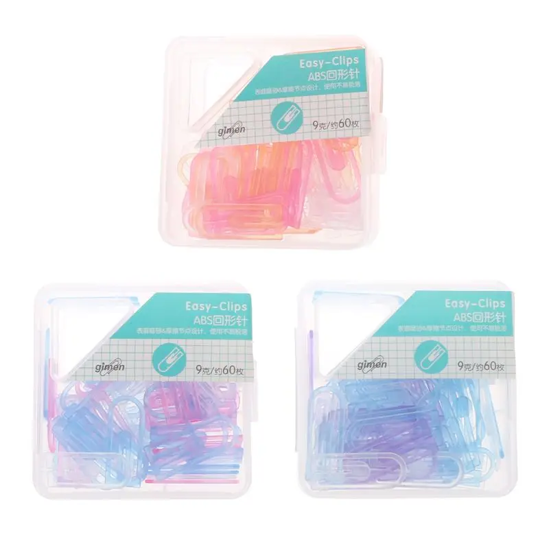 

60pcs Small Mini Paperclip Kawaii Candy Color Clear Stationery Binder Clip Table Office School Supplies