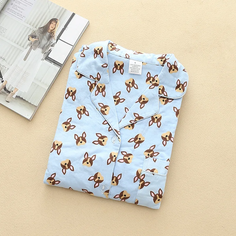 Женский хлопковый пижамный комплект с принтом | Женская одежда