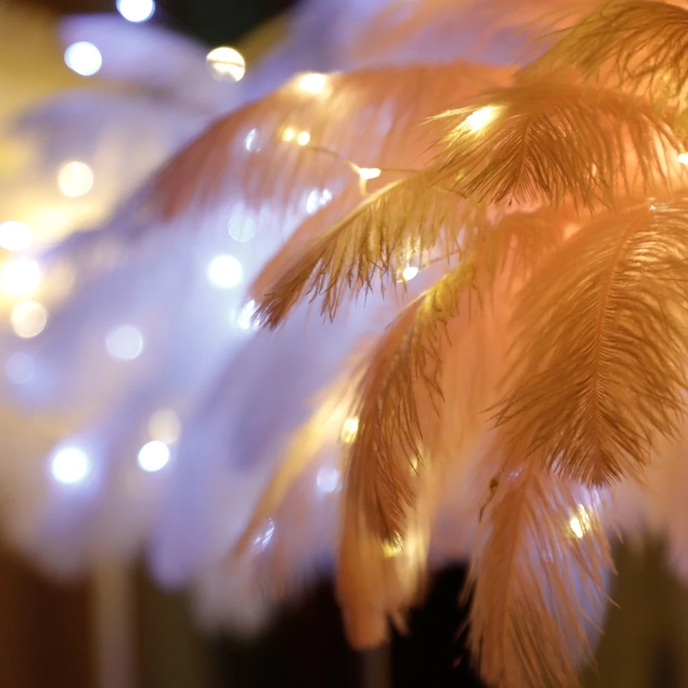 

Home Decor Feather Table Lamp LED Wire Remote Control DIY Creative Warm Light Tree Feather Living Room Bedroom Decoration