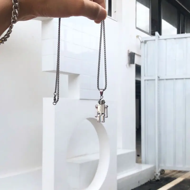 

Уличная Хип-хоп кулон «робот» ожерелье из нержавеющей стали модные ювелирные изделия унисекс
