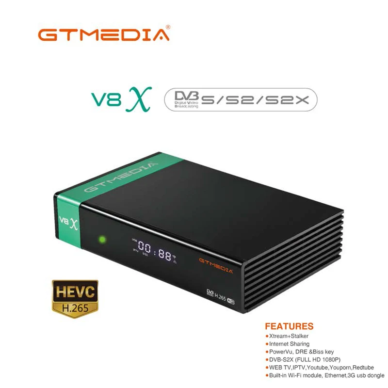Спутниковый ТВ приемник GTMEDIA V8X HEVC H.265 DVB S2 для спутников