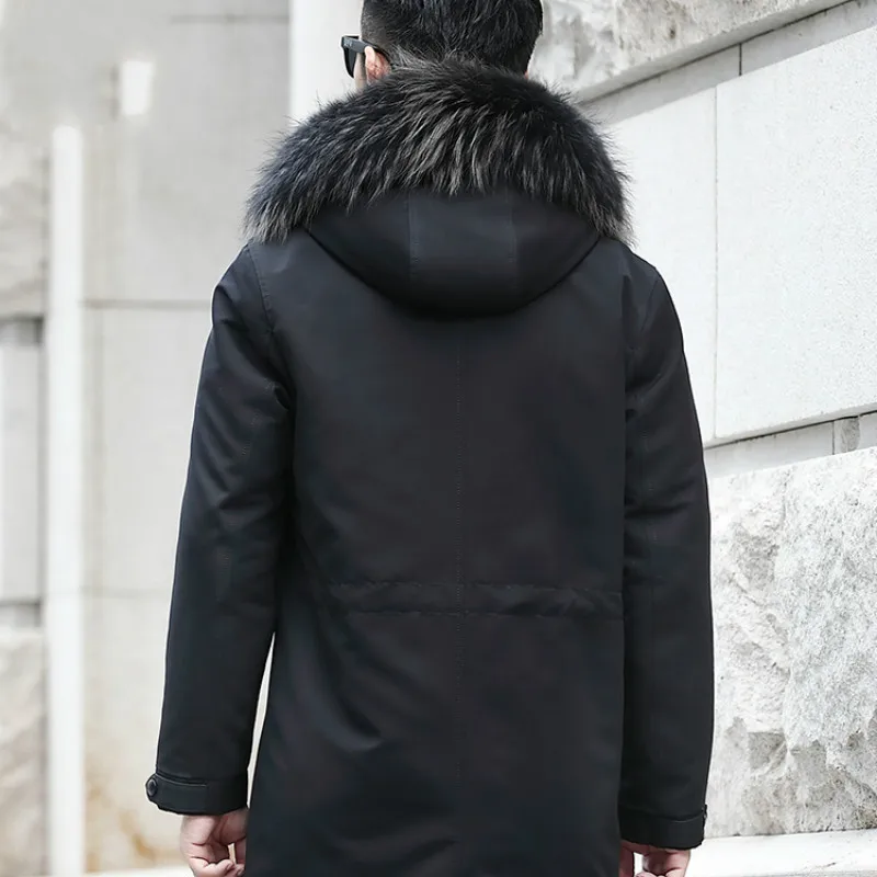 Мужская зимняя куртка с подкладкой из натурального меха енота и