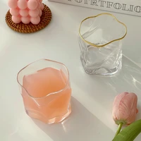 girl ins style japanese wine glass twisted fold glass cup retro coffee milk creative transparent water cup glass tea cup