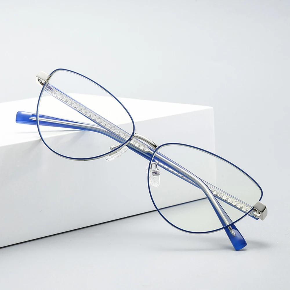 

1pc New Metal Frame Cat Eye Optical Glasses Reading Glasses Women Fashion Anti Blue Light Glasses Computer Presbyopia Eyeglasses