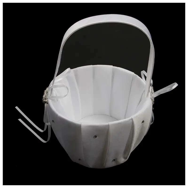 2 стразы в форме сердца цвета слоновой кости атласная Цветочная корзина для