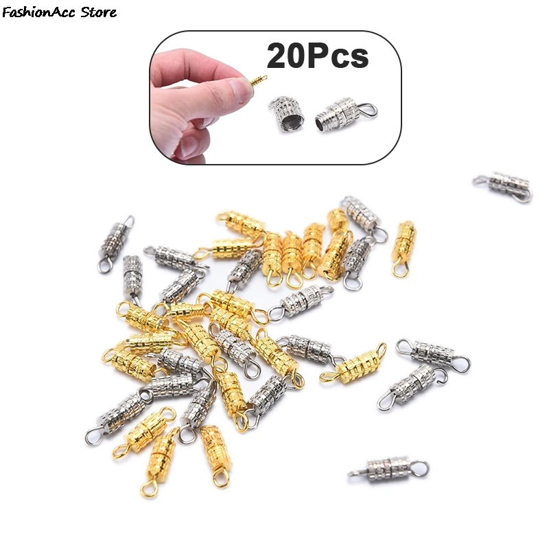 

20pcs Cylinder Fasteners Buckles Closed Beading End Clasp Screw Clasps For DIY Bracelet Necklace Connectors Jewelry Making