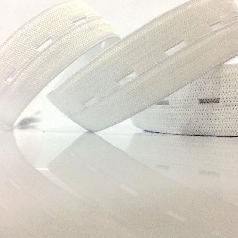 Ленточная тесьма для рукоделия с кнопочной дыркой, эластичная, вязаная, шириной 20 мм, белого/черного цвета.