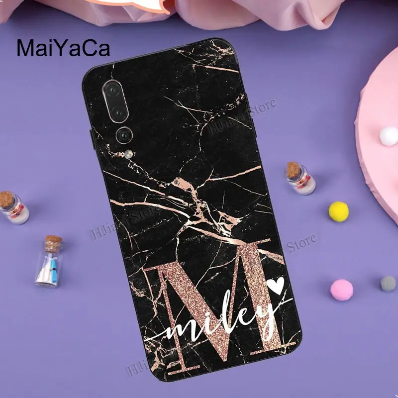 Чехол MaiYaCa с индивидуальными инициалами розовое золото для Huawei P30 Lite P10 P20 P40 Pro P Smart