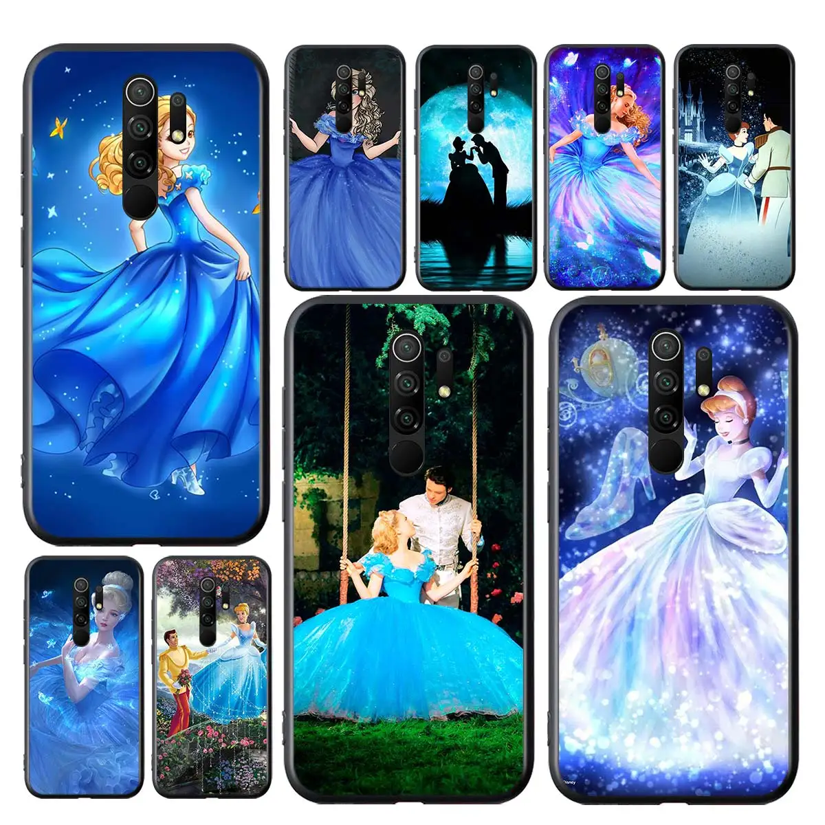 

Princess Cinderella For Xiaomi Redmi S2 Y2 6 6A 5 5A 4X 9i 9T 9A 9C 9 8A 8 GO 7 7A Prime Pro Plus Black Soft Phone Case