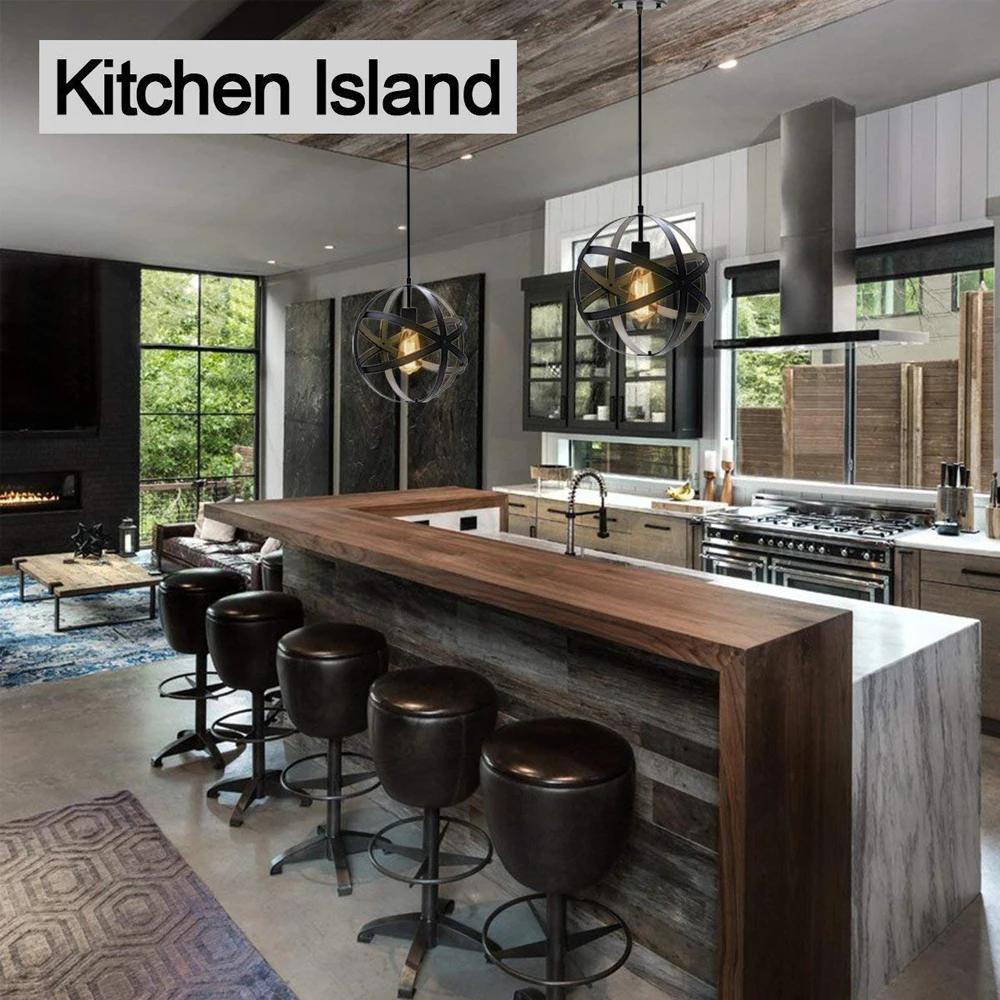 Vintage Hanging Spherical Metal Pendant Light Fixture for Kitchen Dining Room Entryway Foyer Table Hallway | Лампы и освещение