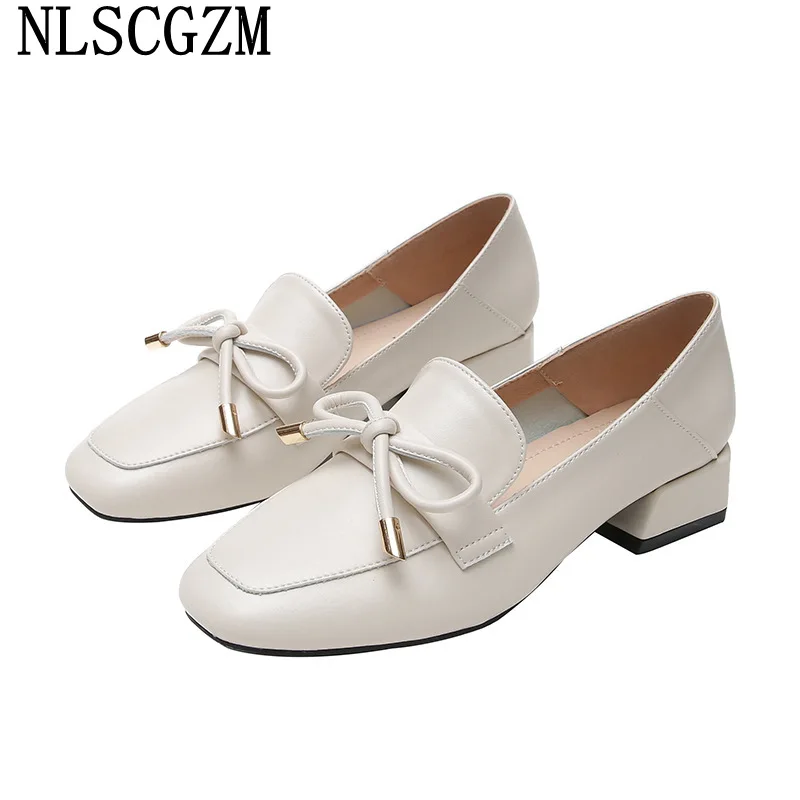 

Butterfly Knot Slip on Shoes for Women Barefoot Oxford Shoes for Women Loafers Women Harajuku Leather Casual Shoes Chunky Heels