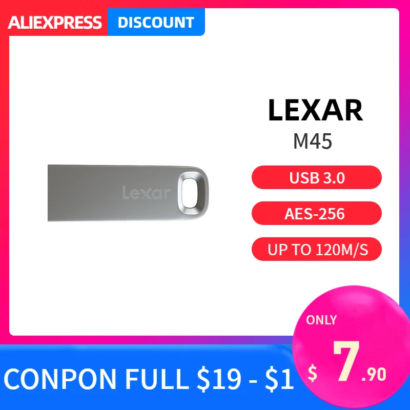 

Lexar M45 USB Flash Drive 32GB 64GB USB 3.0 High Speed 100mb/s Metal Pendrive U Stick 128GB USB Memory Stick 100% ORIGINAL