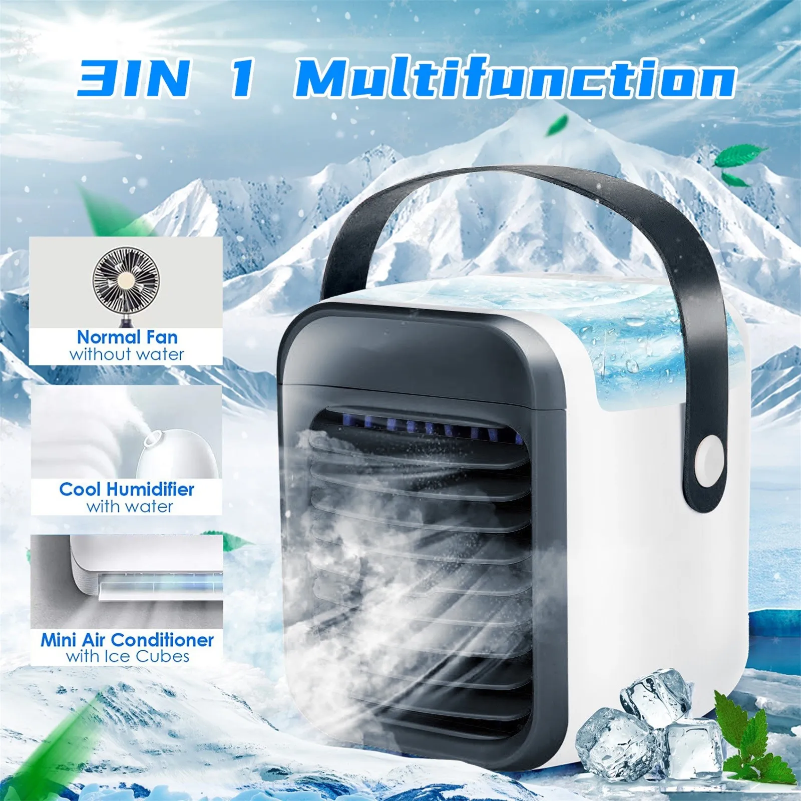 

Portable Air Conditioner Small Usb Desktop Air Cooler Cooling Fan Strong Wind Rechargeable Air Fan Humidifier Purifier 2021