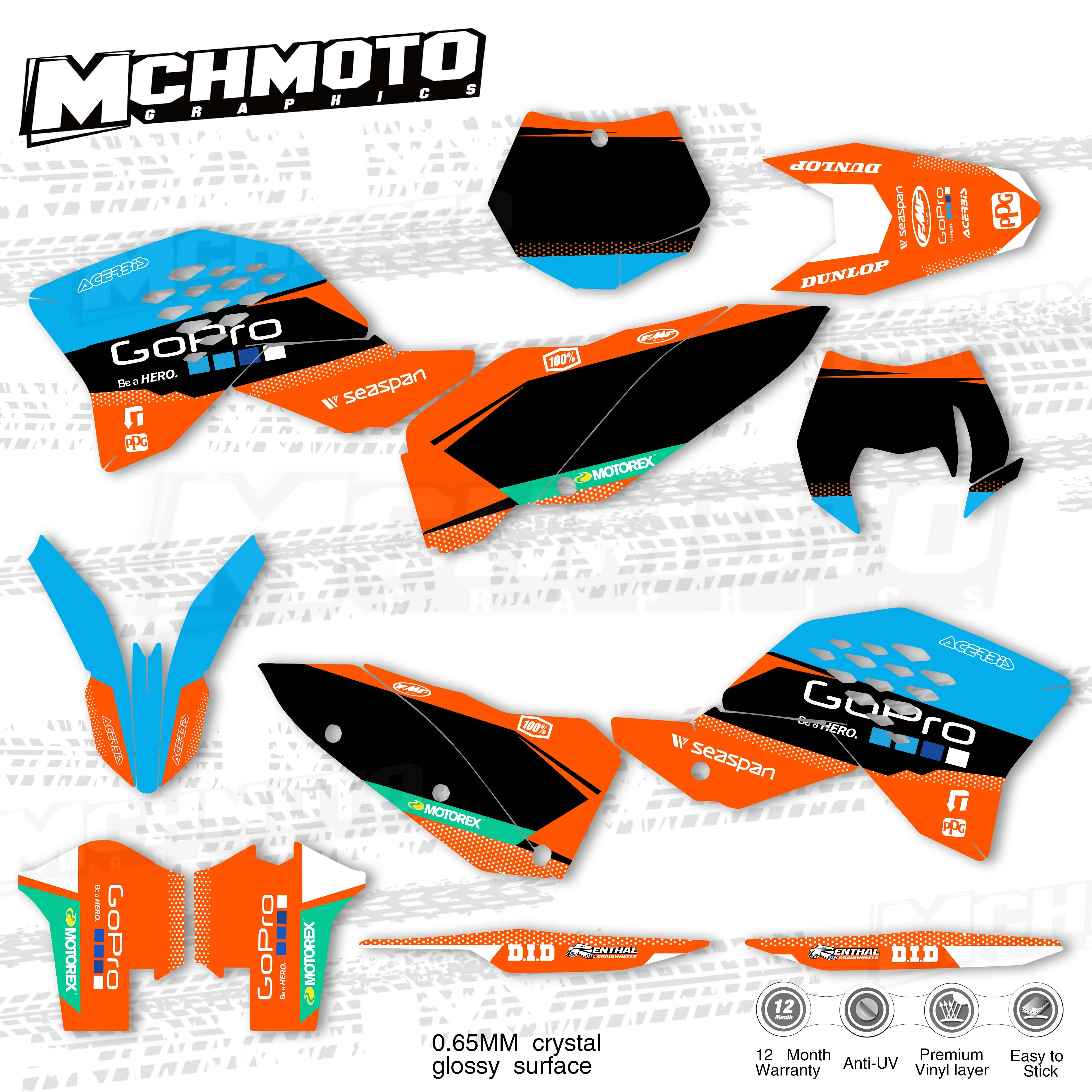 MCHMFG для KTM EXC F 125 250 300 450 530 2008 2009 2010 2011 полностью графические Наклейки на заднюю