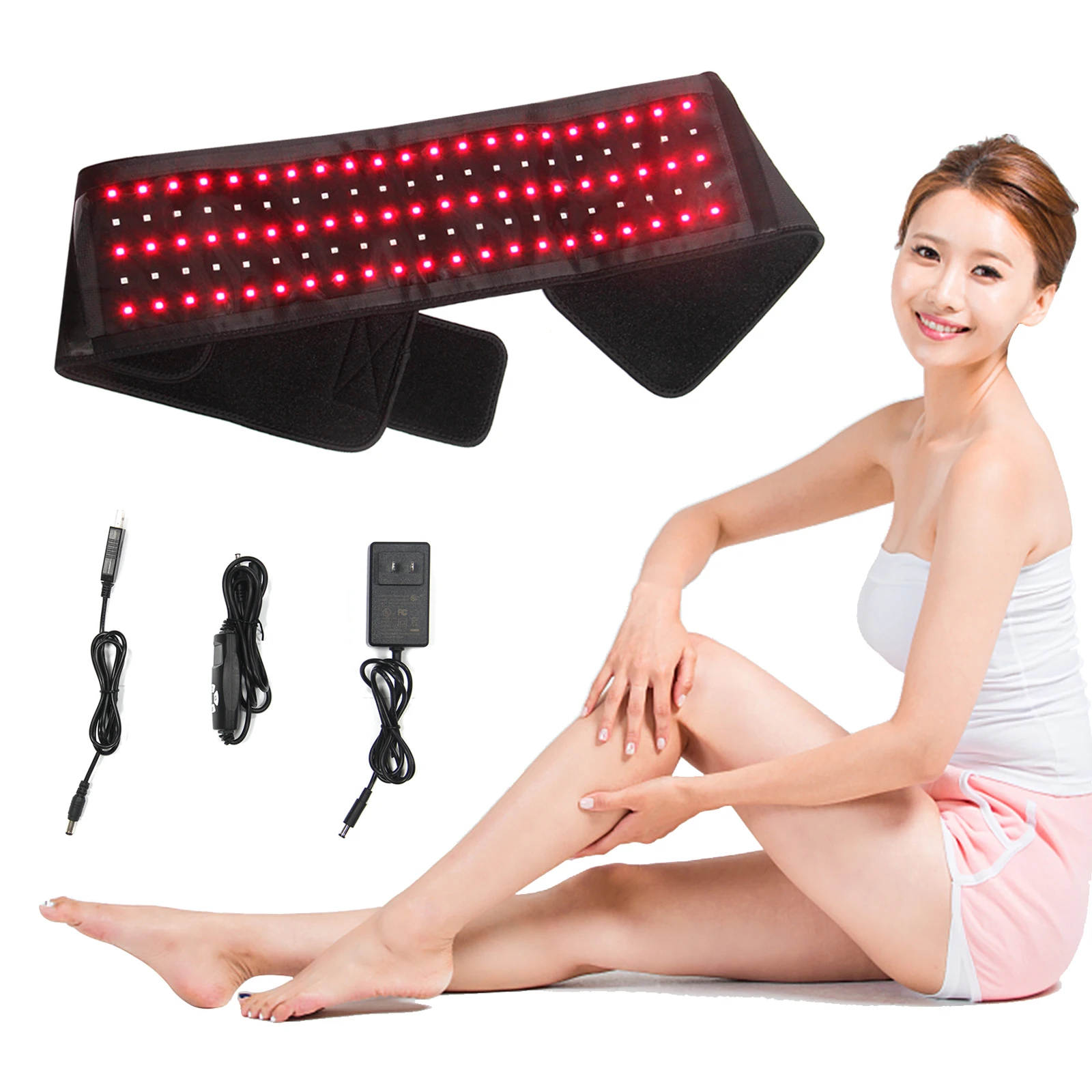 Red & Infrared LED Light Therapy Belt 850nm 660nm Back Pain Relief Belt Weight Loss Slimming Machine Waist Heat Pad Massager