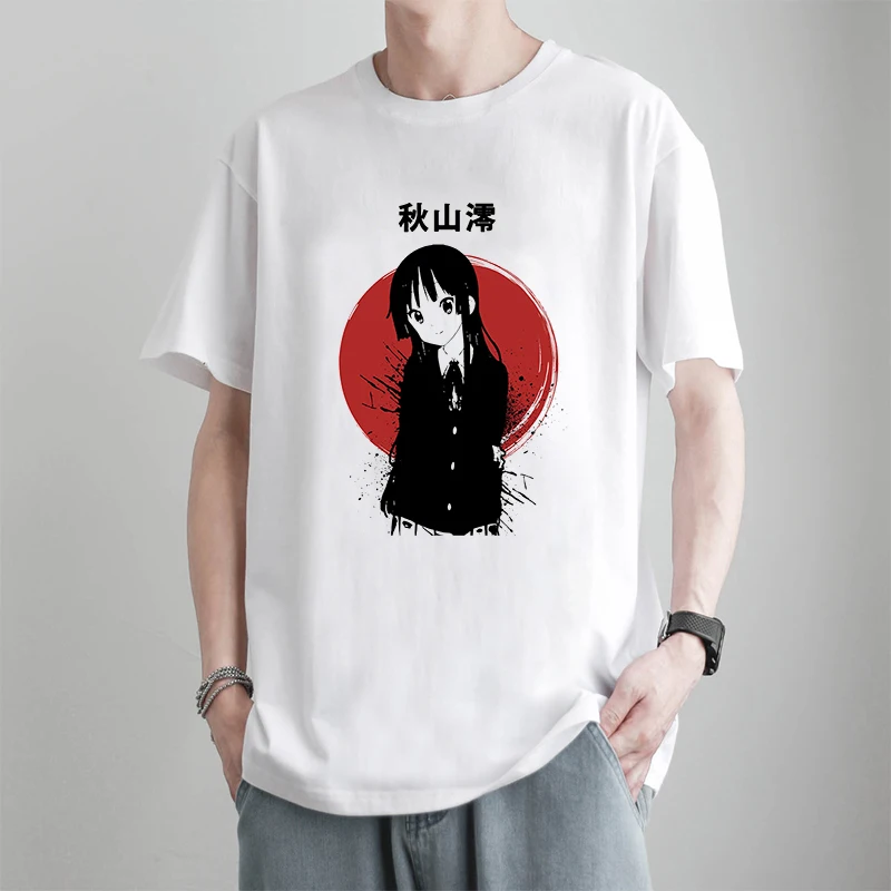 Футболка в стиле японского аниме с короткими рукавами и эмо принтом|Мужские