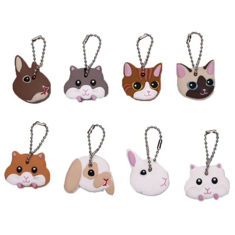 

1Pc Silicone Key Ring Cap Head Cover Keychain Case Shell Dog Butterfly Cat Animals Shape Lovely Jewelry Gift