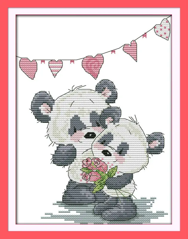 Двух медведей толстовки с капюшоном и принтом в виде сердец на холсте DMC