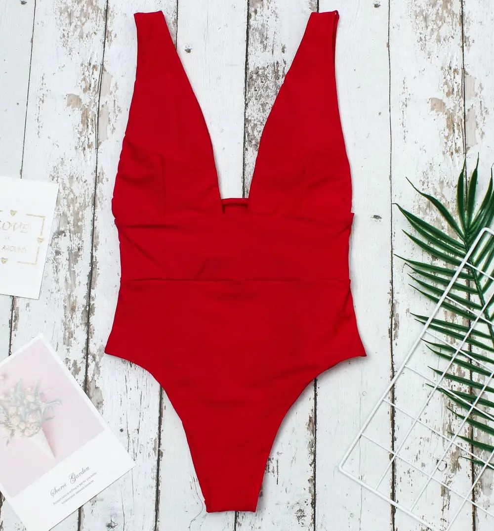 2019 женский купальный костюм с глубоким V образным вырезом поясом сексуальный