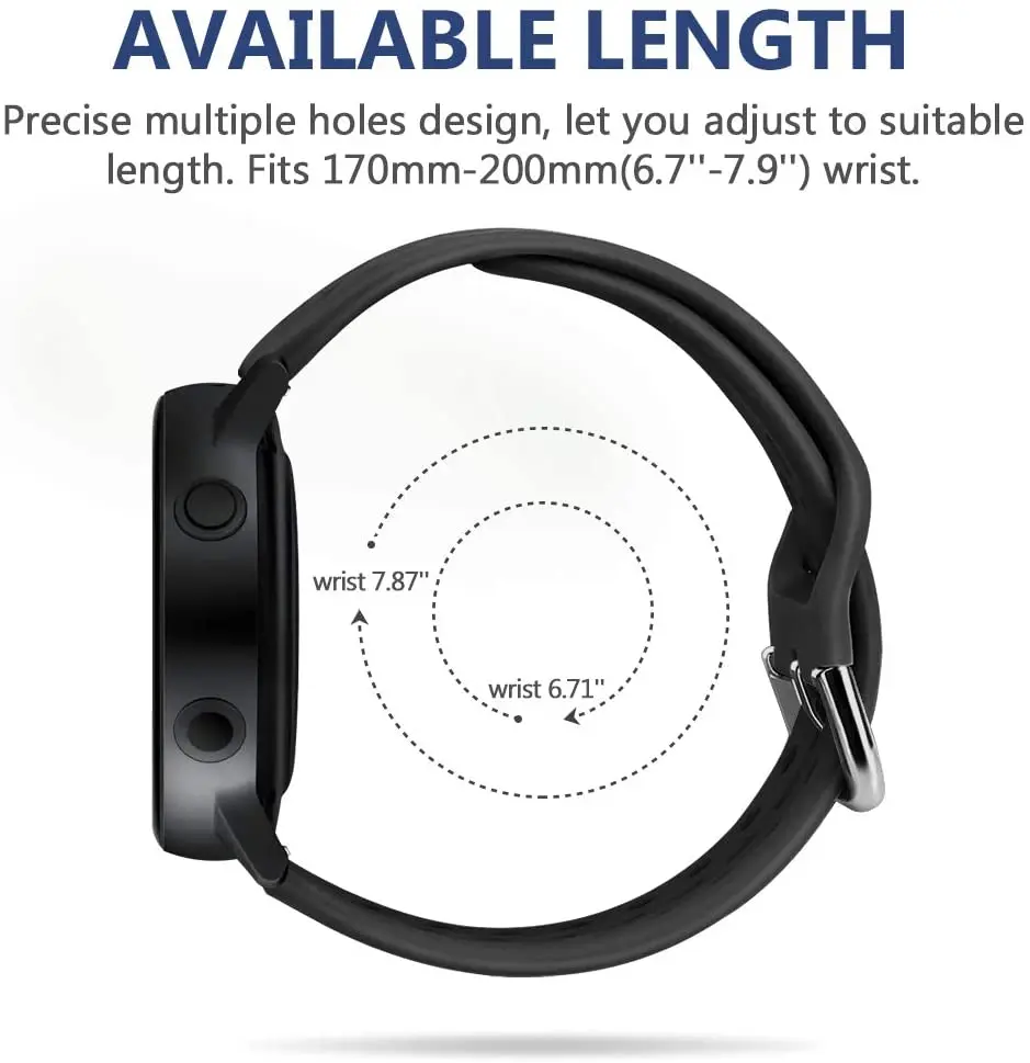 

Active 2 Bands 20 22MM Sport Silicone Strap for samsung galaxy watch 46mm 42mm S3 active 2 44 40mm huawei gt 2e strap gt 2 46mm