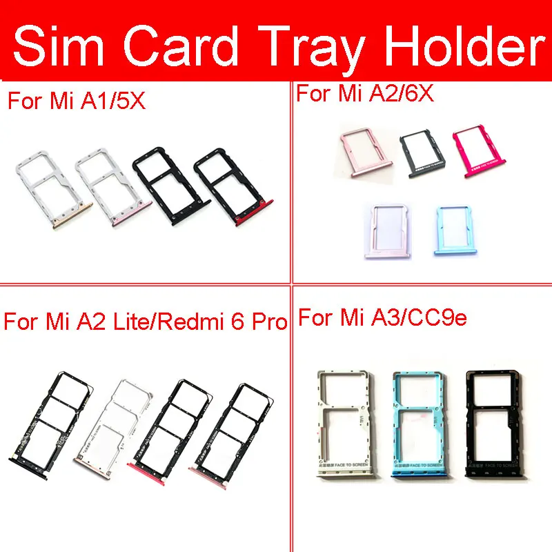 Держатель для sim карты Xiaomi Mi A1 A2 Lite A3 5X 6X CC9e Redmi 6 Pro слот карт адаптеры запасные