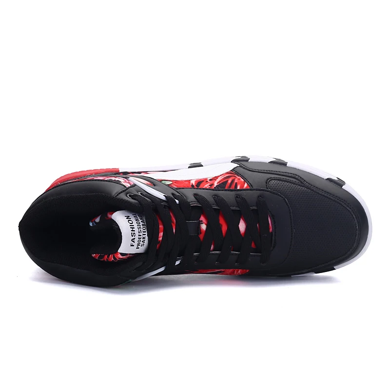 Мужские высокие кроссовки с принтом повседневная обувь в стиле хип-хоп черные