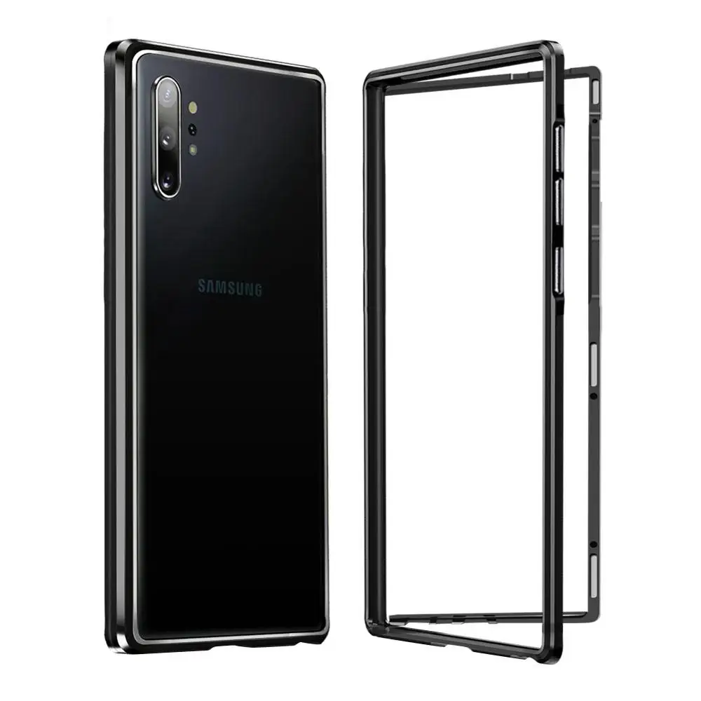 

OATSBASF Push-Pull Airbag Bumper metal Shape Case For Samsung Note10 Personality Metal Cover 360 Degree Case