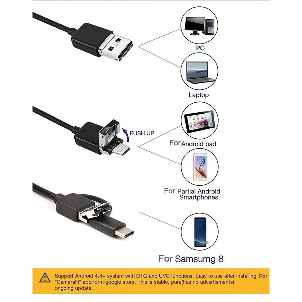USB гибкая Инспекционная камера IP67 водонепроницаемая C бороскоп Type прицела для