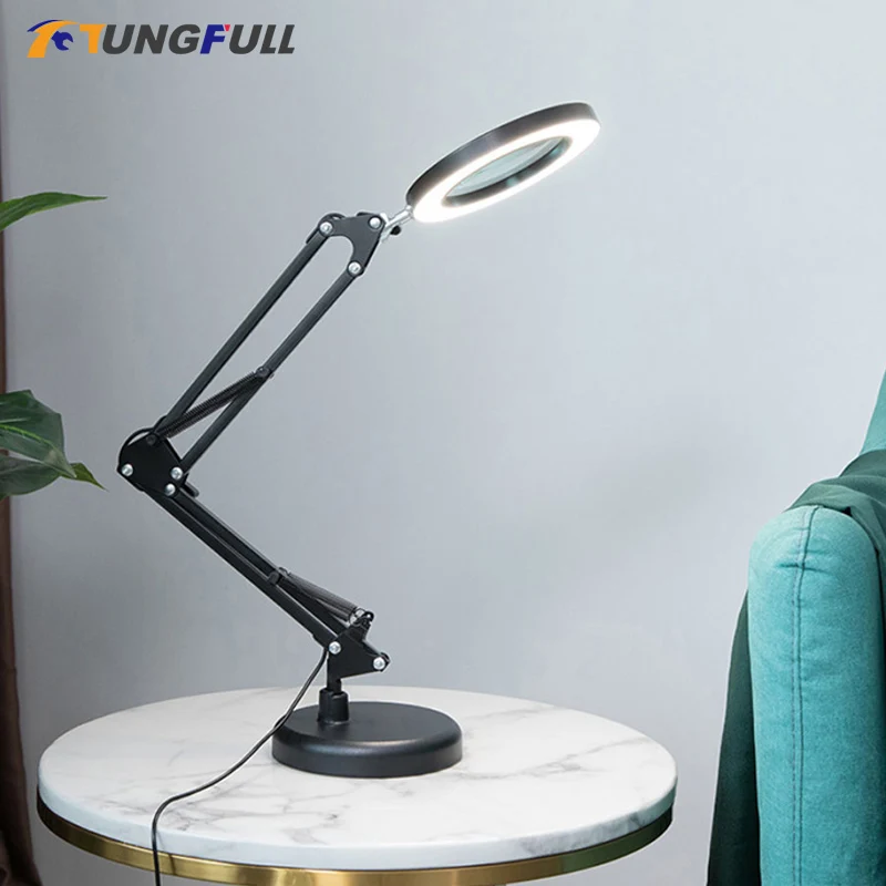 

Foldable Professional 8X Magnifying Glass Desk Lamp Magnifier LED Light Reading Lamp with Three Dimming Modes USB Power Supply