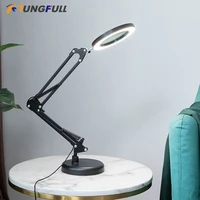foldable professional 8x magnifying glass desk lamp magnifier led light reading lamp with three dimming modes usb power supply