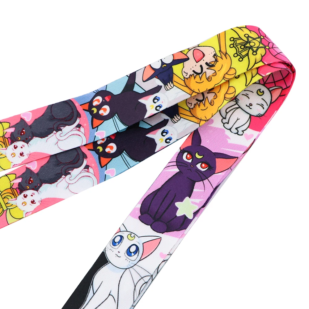 

DZ1868 Japanese Anime Icons Cat Keychain Ribbon Lanyards for Keys ID Card Phone Straps Hanging Rope Lariat Students Badge Holder