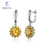 natural gemstone citrine earrings 925 sterling silver simple floret design for woman wedding anniversary nice gift tbj promotion