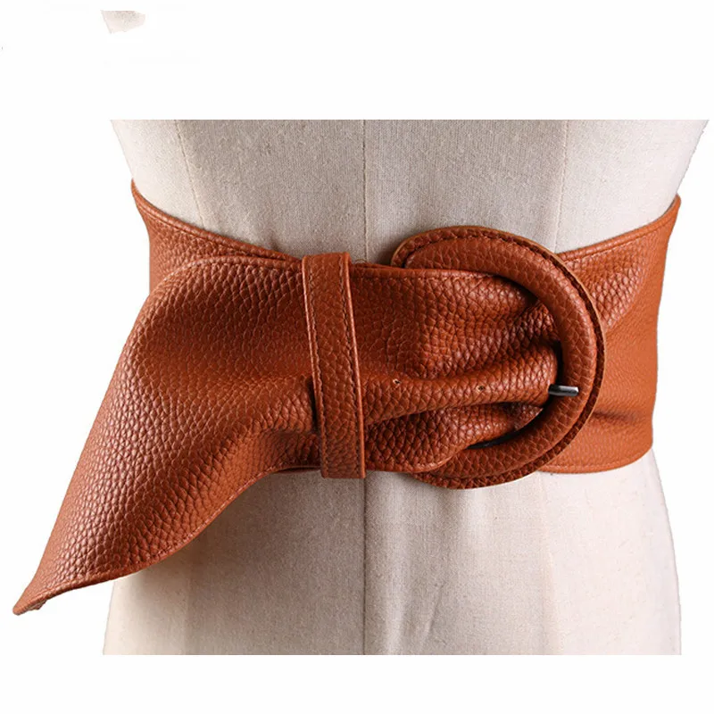 Женский модный широкий кожаный ремень для платьев длинный с пряжкой в западном