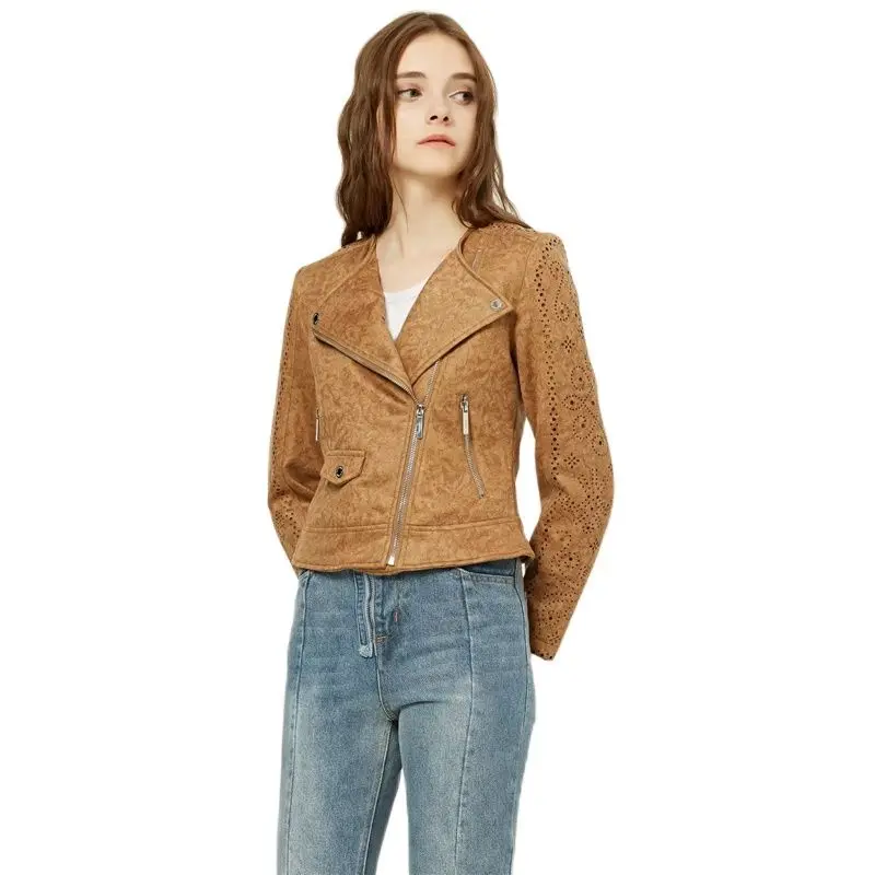 Женская замшевая куртка TMODA265 из искусственной кожи на осень и зиму женская