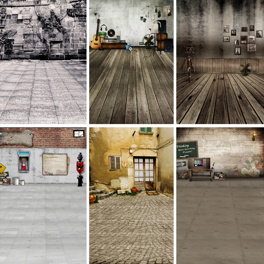 Реквизит для фотосъемки фон ретро интерьер наружная стена кирпичный деревянный