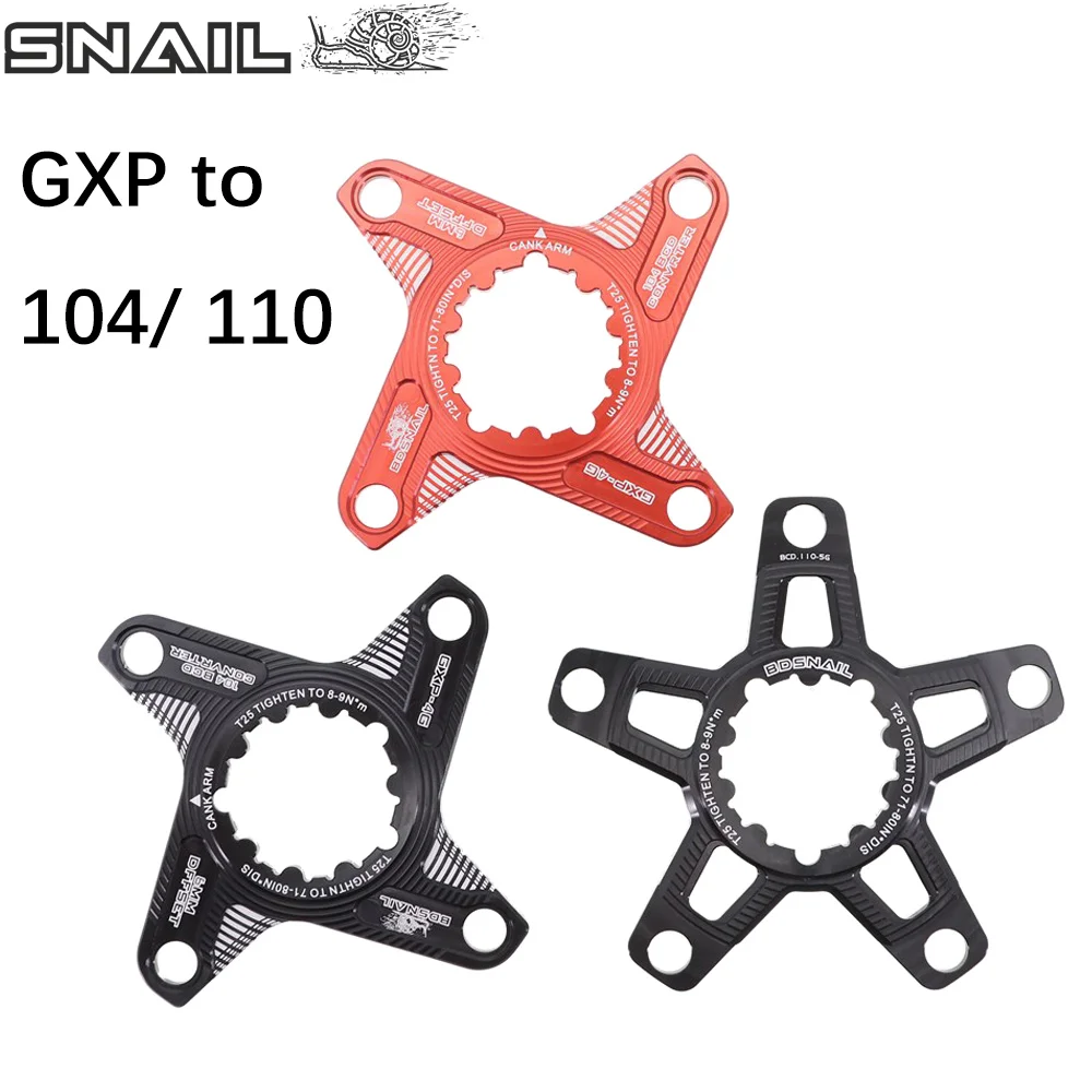 

Snail Chainring adapter spider converter for sram GXP to 104 BCD X9 XX1 X0 X01 6 mm 104bcd 110bcd 5 arms 110 red road bike MTB