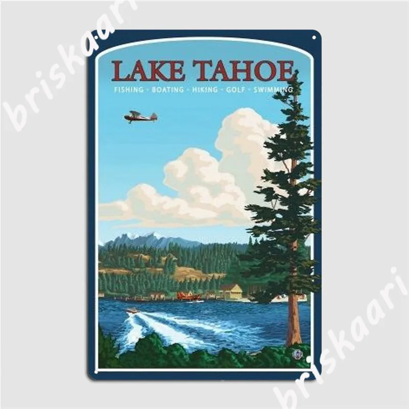 Озеро Tahoe Винтаж путешествия наклейка металлические знаки Кино Гостиная клуб бар