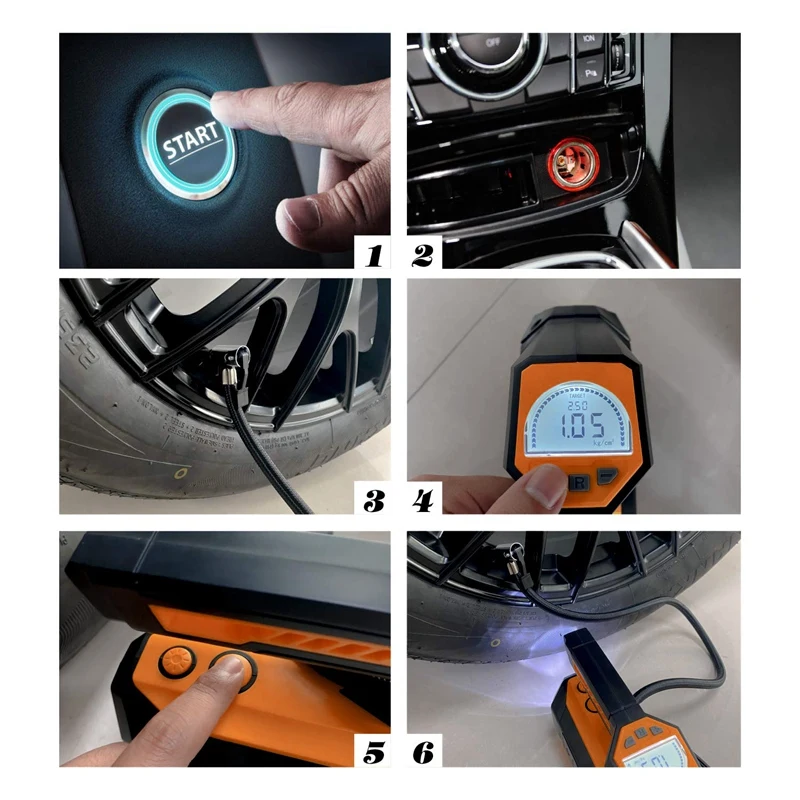 Comprar Compresor De Aire Portátil Para Coche, Bomba De Inflado De Neumáticos Digital, Manómetro De Presión De Neumáticos, Bola De Motocicleta, 120W, 35L/Min