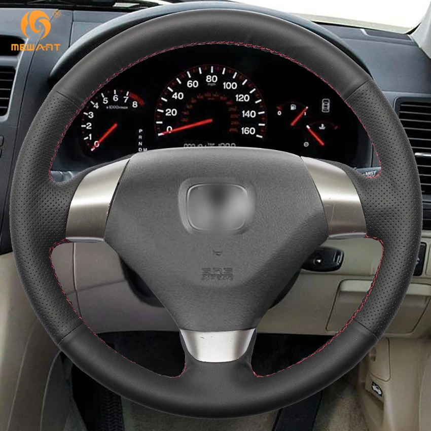 MEWANT черный чехол на руль из натуральной кожи для Honda Accord 7 2002 2003 2004 2005 (3 Спицы)