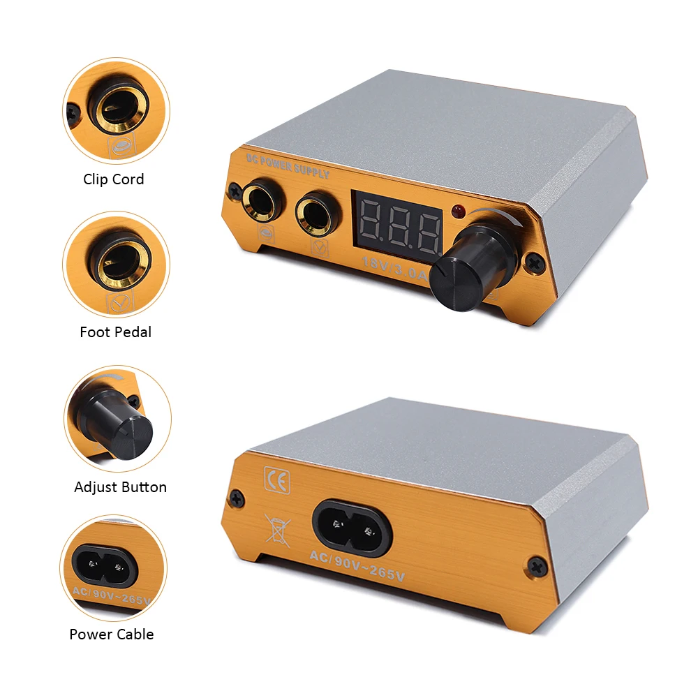 

1Pcs New Black Double Dual LED 3 Digital Display Tattoo Power Supply For Tattoo Machine permanent makeup power supply tattoo